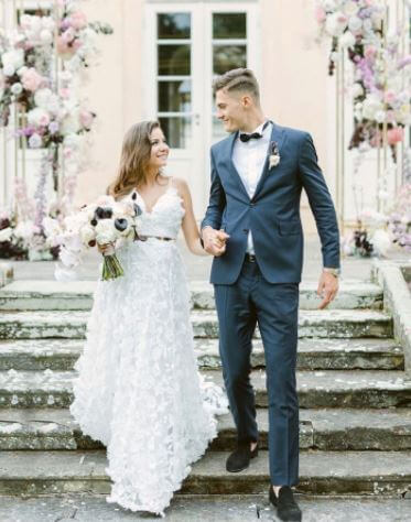Hana Behounkova with her husband Patrik Schick on their wedding day.